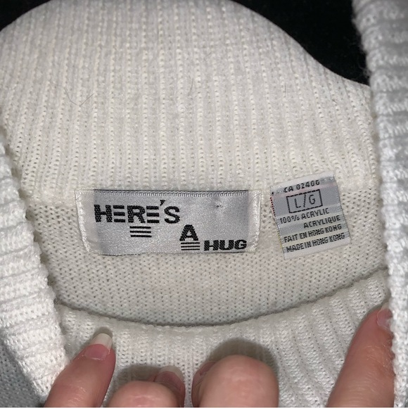 Here’s a Hug “Floral Embroidered White Turtle Neck Sweater” - Picture 3 of 4